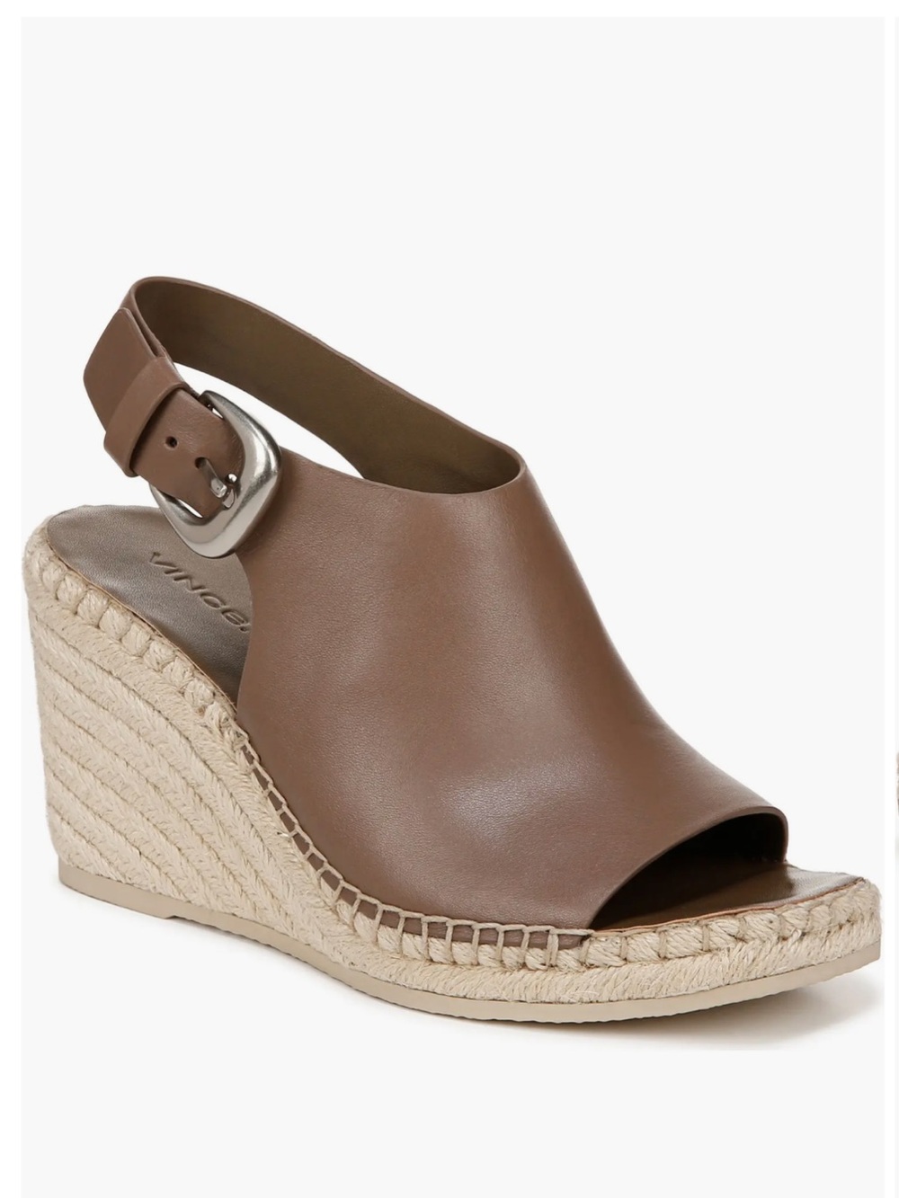 Vince Gabriela Otter Gray Leather Espadrille Wedge Size 7.5